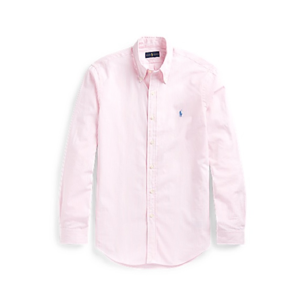Polo by Ralph Lauren Men's Pink and White Striped Shirt